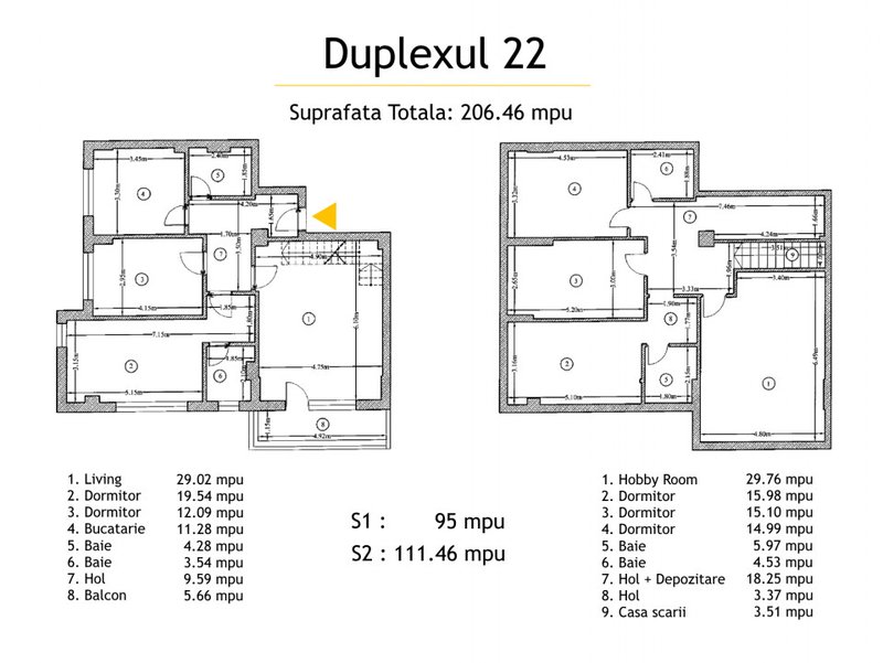 Duplexul 22, 7 camere, 4 bai, 2 parcaje subterane optional, tur virtual